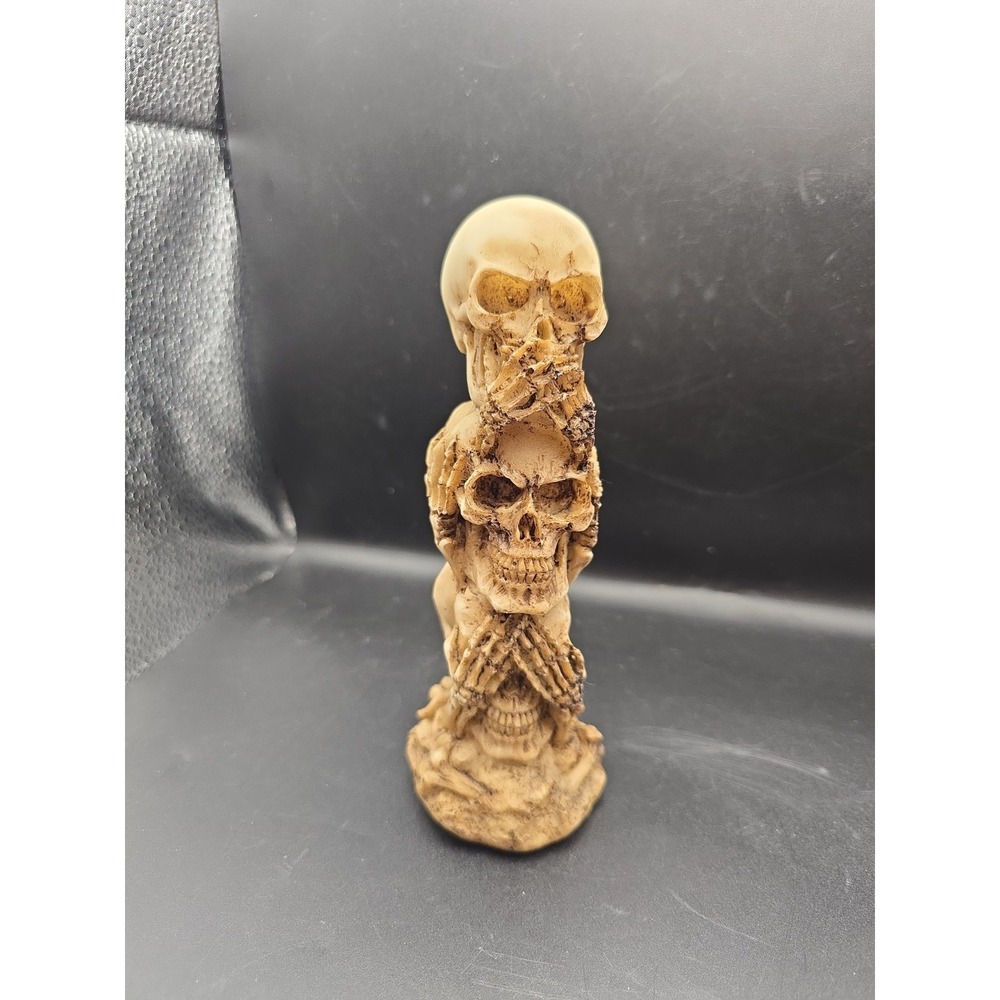 Ebros Triple Stacked Funny See Hear Speak No Evil Skulls Figurine 7"H